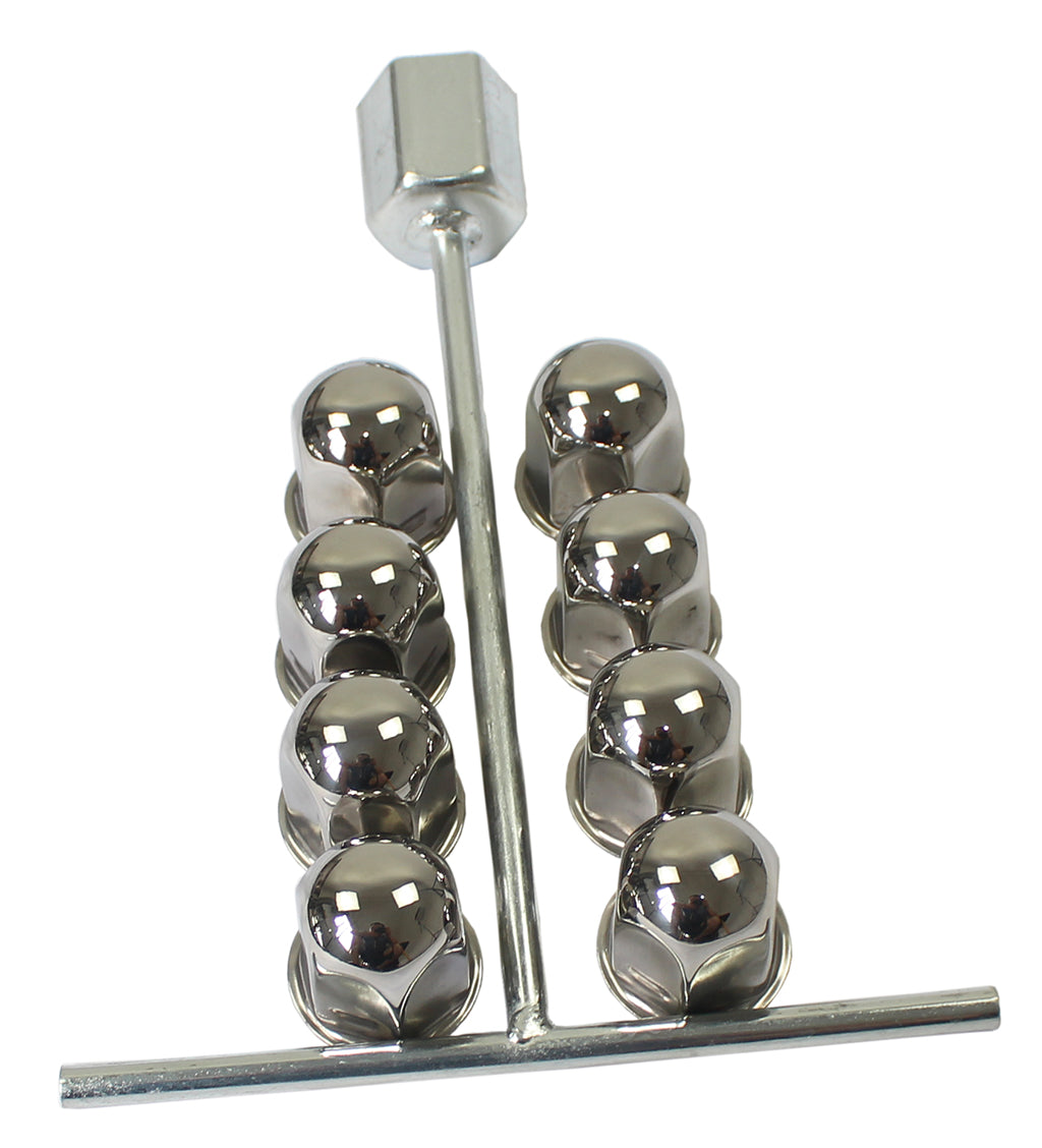 19.5" Polished Stainless Steel Dually Wheel Simulators,5 Hand Hole Hubcaps for 2003-2004 Ford F450/F550