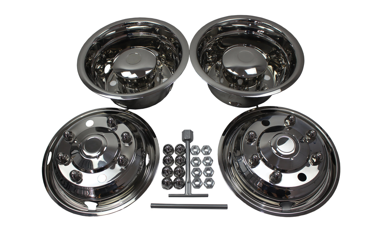 19.5'' T304 Stainless Steel Mirror Polished Wheel Simulator kit for 1999-2010 Chevy GMC C4500/C5500/C6500, 1999-2003 Ford F650