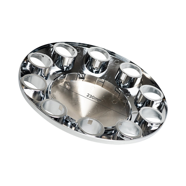 Standard Chrome ABS Front Axle Covers Kit Hubcaps with 20 Pieces 33mm Thread on Lug Nut Covers for Semi Trucks