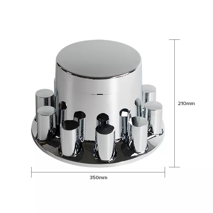 Flat Top Chrome ABS Rear Axle Covers Kit Hubcaps with 40 Pieces 33mm Thread on Lug Nut Covers for Semi Trucks