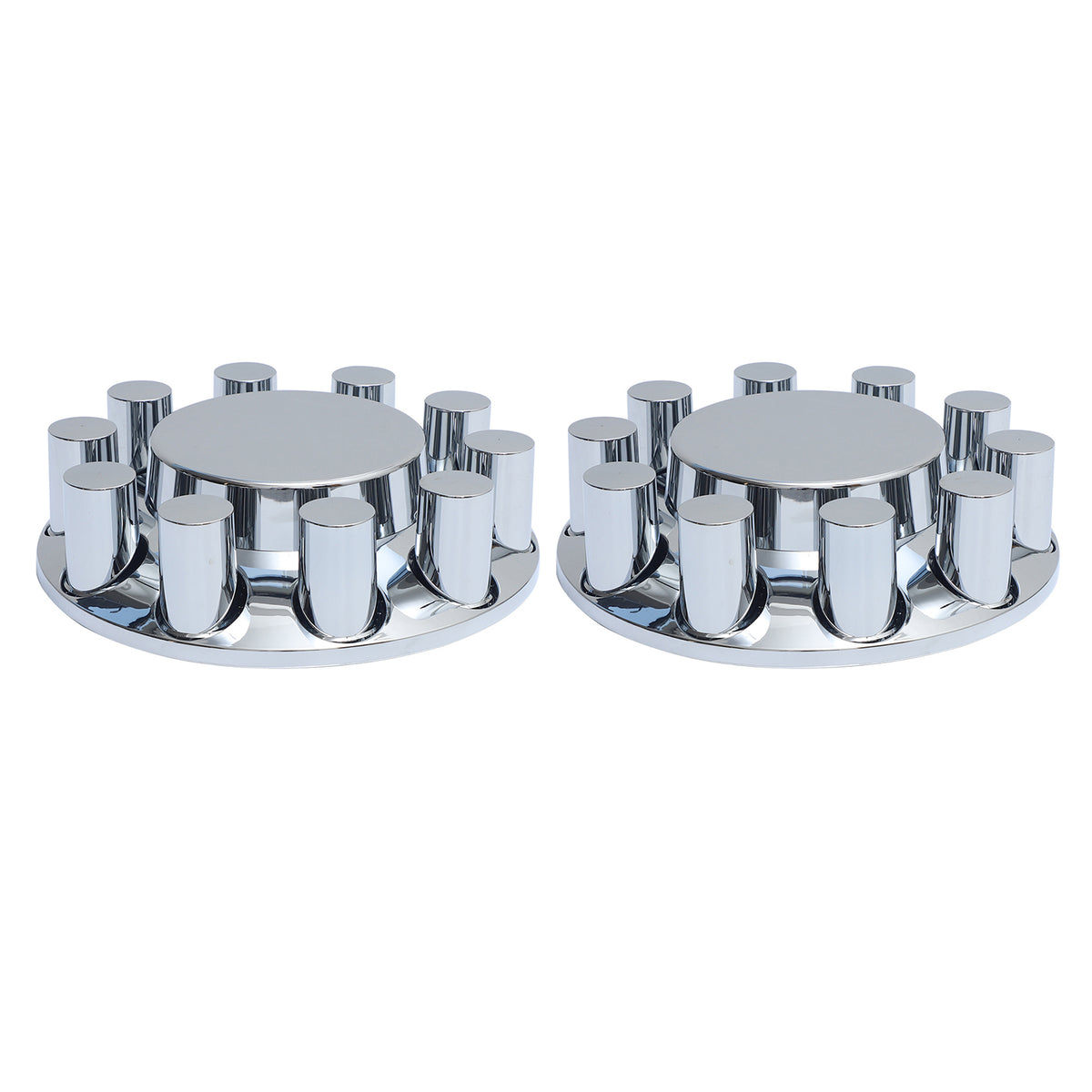 Flat Top Chrome ABS Front Axle Covers Kit Hubcaps with 20 Pieces 33mm Thread on Lug Nut Covers for Semi Trucks