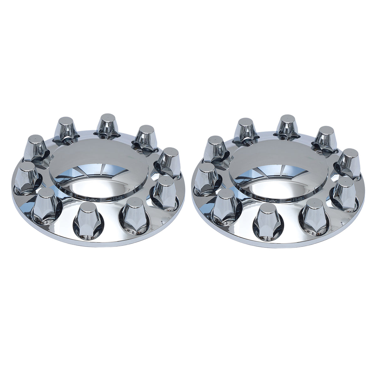 Standard Chrome ABS Front Axle Covers Kit Hubcaps with 20 Pieces 33mm Thread on Lug Nut Covers for Semi Trucks