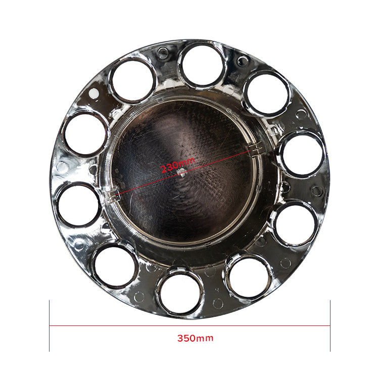 Flat Top Chrome ABS Front Axle Covers Kit Hubcaps with 20 Pieces 33mm Thread on Lug Nut Covers for Semi Trucks