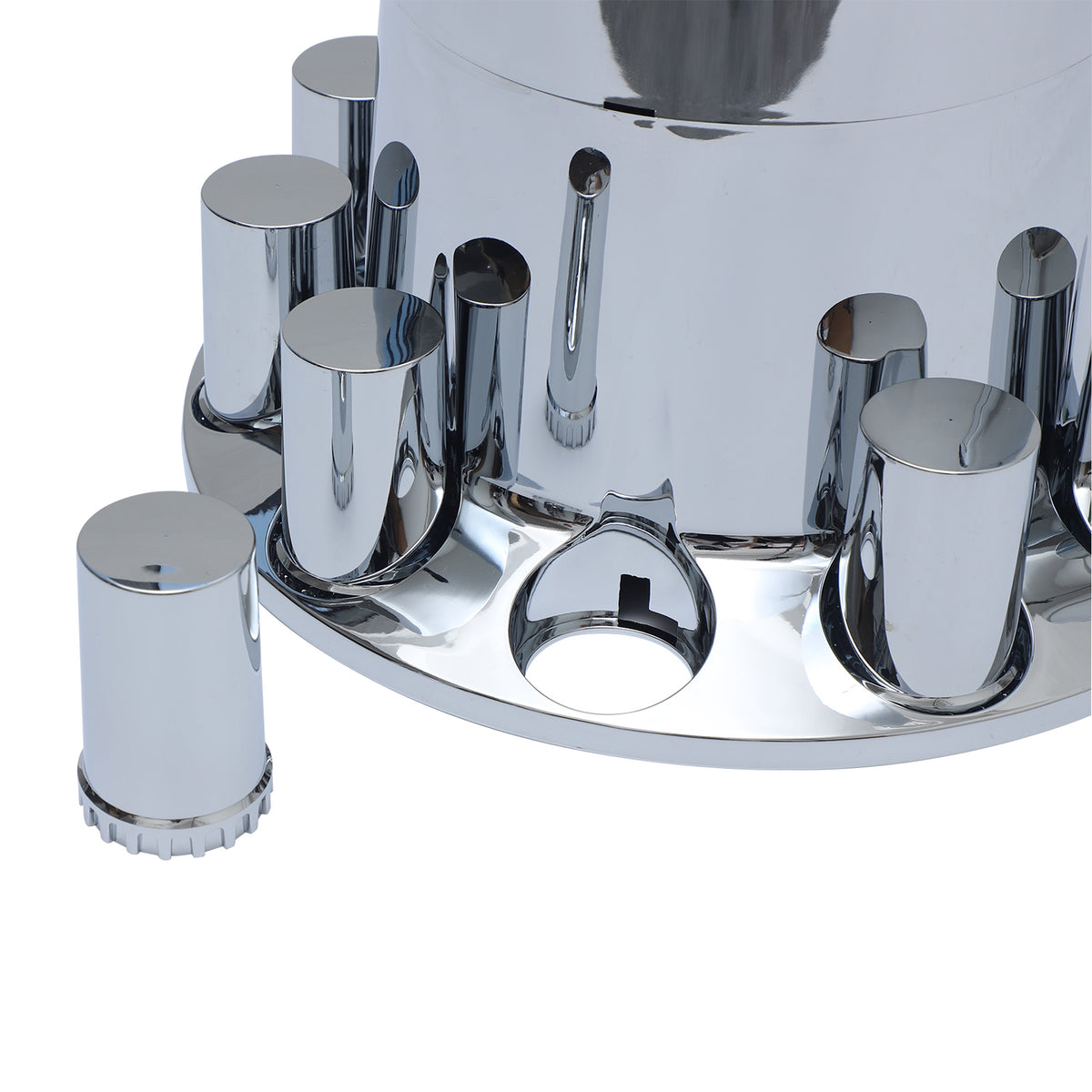 Flat Top Chrome ABS Rear Axle Covers Kit Hubcaps with 20 Pieces 33mm Thread on Lug Nut Covers for Semi Trucks