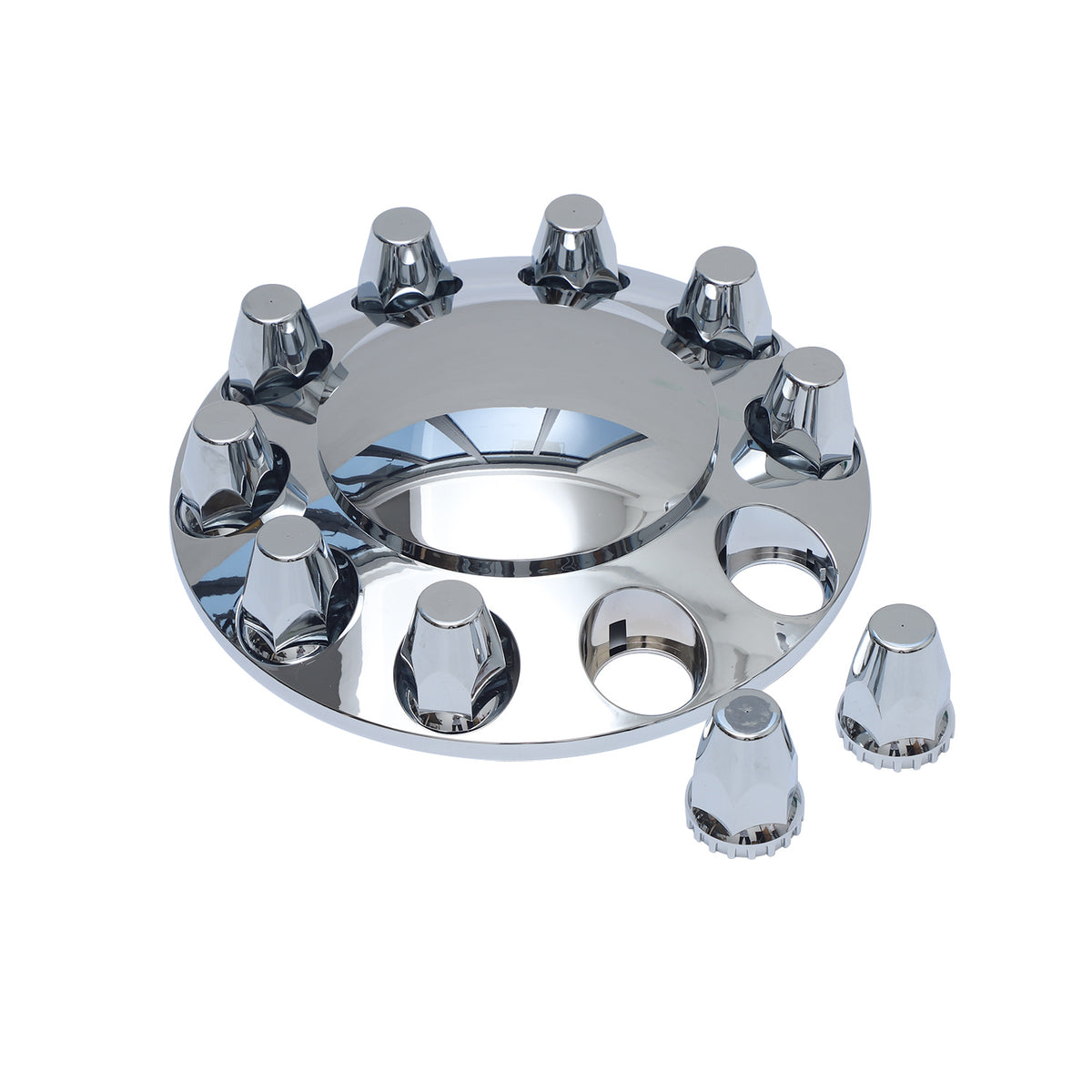 Standard Chrome ABS Front Axle Covers Kit Hubcaps with 20 Pieces 33mm Thread on Lug Nut Covers for Semi Trucks
