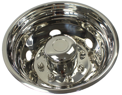 4pcs 19.5" Polished Stainless Steel Dually Wheel Simulators,5 Hand Hole Hubcaps for 1999-2004 Ford F450/F550