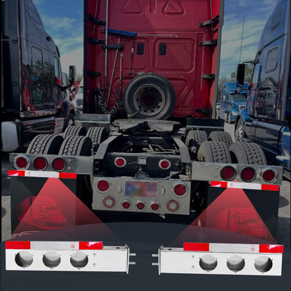 30“ long Stainless Steel Mud Flap Hanger Rear Bar with Light Cutouts 2.5" Bolt Spacing,Spring Loaded  with Reflective Plate