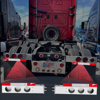 30“ long Stainless Steel Mud Flap Hanger Rear Bar with Light Cutouts 2.5" Bolt Spacing,Spring Loaded  with Reflective Plate