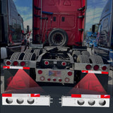 30“ long Stainless Steel Mud Flap Hanger Rear Bar with Light Cutouts 2.5" Bolt Spacing,Spring Loaded  with Reflective Plate