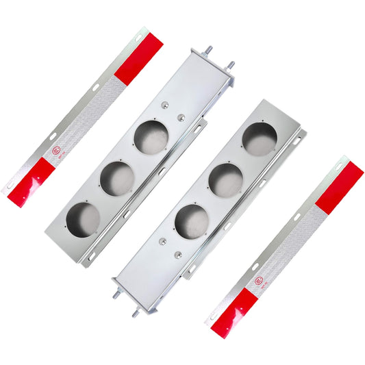 30“ long Stainless Steel Mud Flap Hanger Rear Bar with Light Cutouts 2.5" Bolt Spacing,Spring Loaded  with Reflective Plate