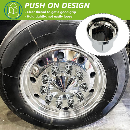 33mm by 2 3/8" Thread On Push-on Lug Nut Covers for Semi Trucks(20 pcs)