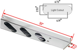 30 Length Light Bar Oval LED Lights/Cut Outs with 2-1/2" Bolt Space For Universal American Trucks