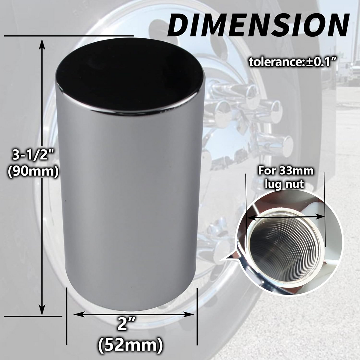 33mm 3.5"Screw-on ABS Nut Covers Lug Nut Covers for Semi Trucks - 20Pcs