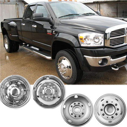 19.5" Polished 304L Stainless Steel Dually Wheel Simulators, Protective Bolt On Wheel Covers, 10 Lug 5 Hand Hole Hubcaps Fit for 2008-2025 Dodge Ram 4500/5500
