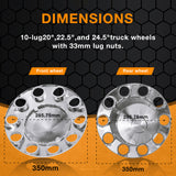 Spiked Wheel Covers for Semi Trucks -  Axle Hub Covers with 33mm Thread-On  Lug Nut Covers for Semi Truck