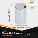 33mm by 3-1/2" Lug Nut Covers Thread On Flat Top Cylinder ABS Chrome Nut Cover for Semi Trucks Trailers(60pcs)