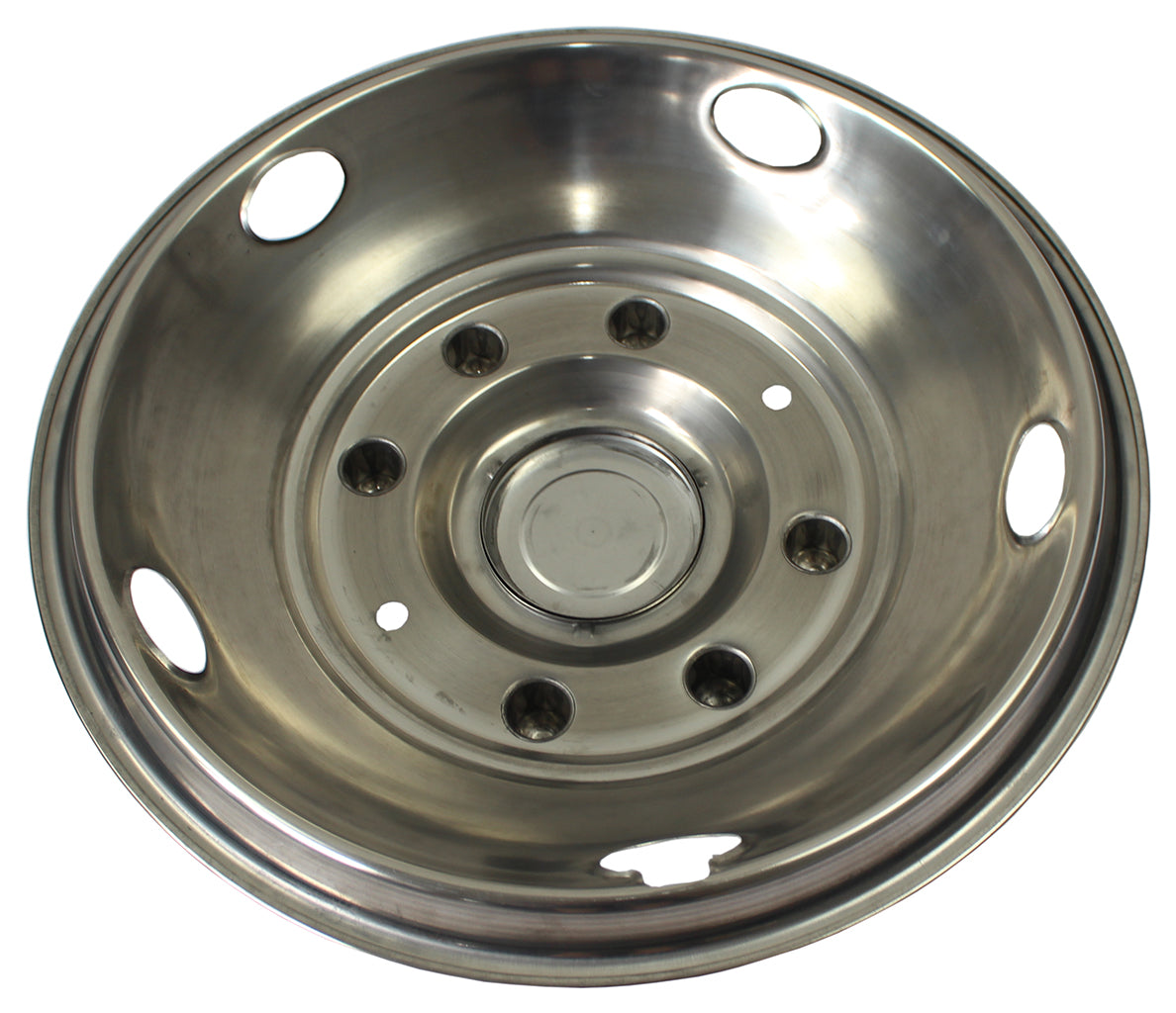 4pcs 19.5" Polished Stainless Steel Dually Wheel Simulators,5 Hand Hole Hubcaps for 1999-2004 Ford F450/F550