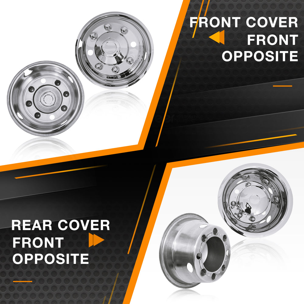 19.5 Inch 8 Lugs Stainless Steel Wheel Simulators 22mm Studs for 19-21 Chevy GMC C4500 C5500 C6500 04-21 Ford F650 04-21 Hino 258 90-21 International 4300 4600 4700 Wheel #28680#50180