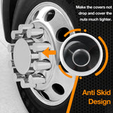 33mm by 3-1/2" Lug Nut Covers Thread On Flat Top Cylinder ABS Chrome Nut Cover for Semi Trucks Trailers(60pcs)