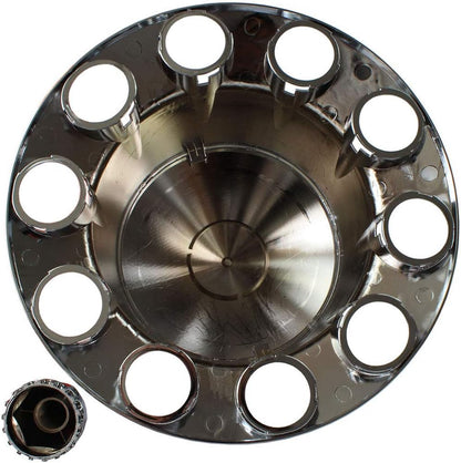 Standard Chrome ABS Complete Axle Cover Kit Hubcaps with 60 Pieces 33mm Thread on Lug Nut Covers for Semi Trucks