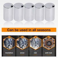 33mm by 3-1/2" Lug Nut Covers Thread On Flat Top Cylinder ABS Chrome Nut Cover for Semi Trucks Trailers(60pcs)