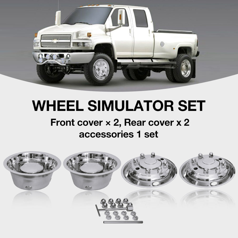 19.5 Inch 8 Lugs Stainless Steel Wheel Simulators 22mm Studs for 19-21 Chevy GMC C4500 C5500 C6500 04-21 Ford F650 04-21 Hino 258 90-21 International 4300 4600 4700 Wheel #28680#50180