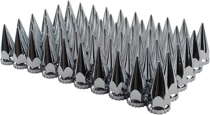 ABS Chrome Plastic 33mm Thread-on Spiked Lug Nut Covers for Semi Trucks (Pack of 60)