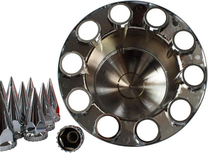 Spiked Chrome ABS Complete Axle Covers Kit Hubcaps with 60 Pieces 33mm Thread on Lug Nut Covers for Semi Trucks
