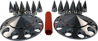 Spiked Chrome ABS Front Axle Covers Kit Hubcaps with 20 Pieces 33mm Thread on Lug Nut Covers for Semi Trucks