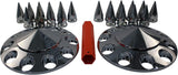 Spiked Chrome ABS Front Axle Covers Kit Hubcaps with 20 Pieces 33mm Thread on Lug Nut Covers for Semi Trucks