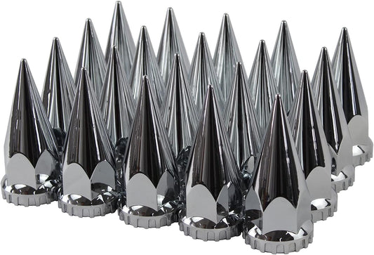 ABS Chrome Plastic 33mm Thread-on Spiked Lug Nut Covers for Semi Trucks (Pack of 20)