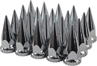 ABS Chrome Plastic 33mm Thread-on Spiked Lug Nut Covers for Semi Trucks (Pack of 20)