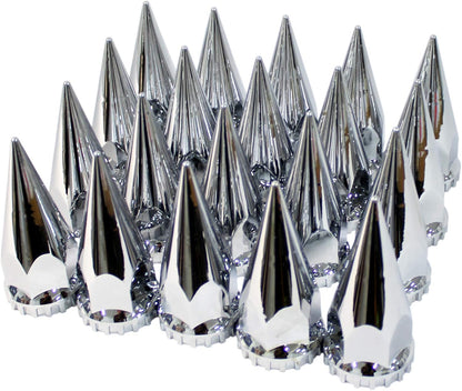 Spiked Chrome ABS Front Axle Covers Kit Hubcaps with 20 Pieces 33mm Thread on Lug Nut Covers for Semi Trucks