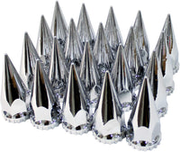 Spiked Chrome ABS Front Axle Covers Kit Hubcaps with 20 Pieces 33mm Thread on Lug Nut Covers for Semi Trucks