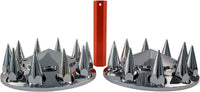 Spiked Chrome ABS Front Axle Covers Kit Hubcaps with 20 Pieces 33mm Thread on Lug Nut Covers for Semi Trucks