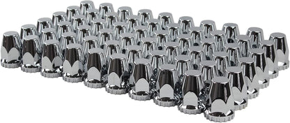 ABS Chrome Plastic 33mm Thread-on Standard Lug Nut Covers for Semi Trucks (Pack of 60)