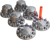Standard Chrome ABS Complete Axle Cover Kit Hubcaps with 60 Pieces 33mm Thread on Lug Nut Covers for Semi Trucks