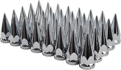 ABS Chrome Plastic 33mm Thread-on Spiked Lug Nut Covers for Semi Trucks (Pack of 40)