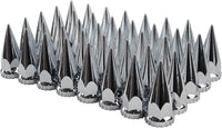 ABS Chrome Plastic 33mm Thread-on Spiked Lug Nut Covers for Semi Trucks (Pack of 40)