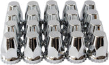 Chrome ABS Complete Axle Cover Set with Standard Hub Caps and 33mm Screw-On Lug Nut Covers for Semi Trucks (2 Front)