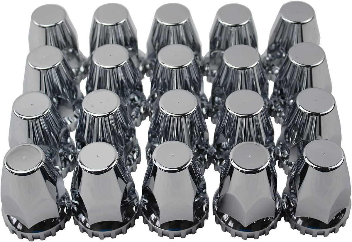 ABS Chrome Plastic 33mm Thread-on Standard Lug Nut Covers for Semi Trucks (Pack of 20)