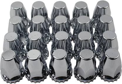 ABS Chrome Plastic 33mm Thread-on Standard Lug Nut Covers for Semi Trucks (Pack of 20)