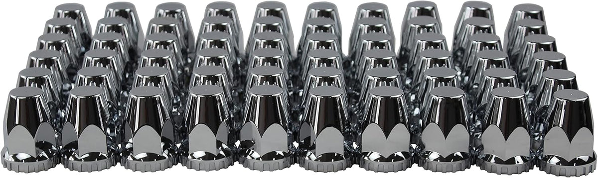 ABS Chrome Plastic 33mm Thread-on Standard Lug Nut Covers for Semi Trucks (Pack of 60)