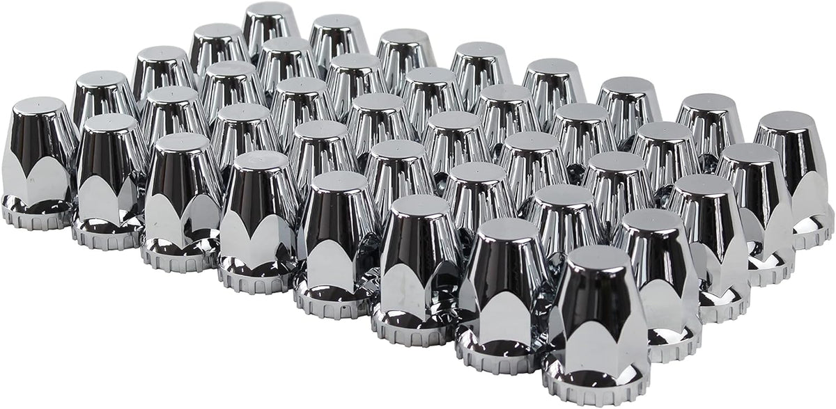 ABS Chrome Plastic 33mm Thread-on Standard Lug Nut Covers for Semi Trucks (Pack of 40)