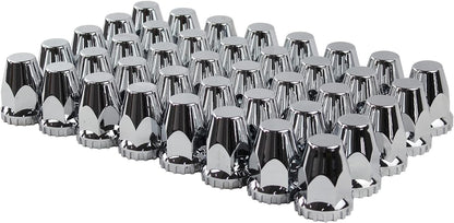 ABS Chrome Plastic 33mm Thread-on Standard Lug Nut Covers for Semi Trucks (Pack of 40)