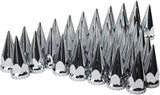 Chrome ABS Complete Axle Cover Set with Hub Caps and 33mm Screw-On Spiked Lug Nut Covers for Semi Trucks (4 Rear)