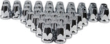 Chrome ABS Complete Axle Cover Set with Standard Hub Caps and 33mm Screw-On Lug Nut Covers for Semi Trucks (4 Rear)