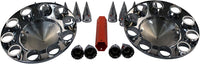 Spiked Chrome ABS Front Axle Covers Kit Hubcaps with 20 Pieces 33mm Thread on Lug Nut Covers for Semi Trucks
