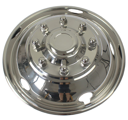 19.5" Polished Stainless Steel Dually Wheel Simulators,5 Hand Hole Hubcaps for 2003-2004 Ford F450/F550