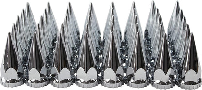 ABS Chrome Plastic 33mm Thread-on Spiked Lug Nut Covers for Semi Trucks (Pack of 40)